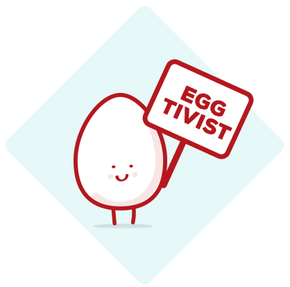 Egg with a sign